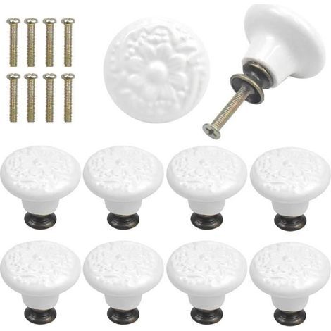 (Weiß) Möbelgriff – Vintage – Keramik – 8er-Set – Durchmesser 34 mm – Höhe 31 mm (1/4)