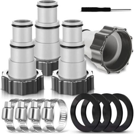 Adaptateur de Tuyau de Piscine A, 4 Pièces Adaptateur de Tuyau de Rechange Adaptateur Tuyau pour Pompe Raccord pour Tuyau de Piscine avec Filetage Intérieur- 32/38 mm(4) (1/5)