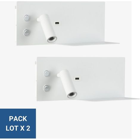 Barcelona Led – Lot de 2 appliques murales LED Kerta avec port USB – Aluminium noir/blanc – Rétro-éclairage et liseuse orientable – Éclairage intérieur IP20 (1/5)