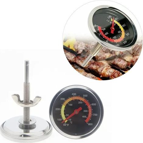 50 800 ℉/10 ° C - 400 ° C thermomètre de barbecue en acier inoxydable jauge de température de gril de Barbecue extérieur pour moniteur de cuisson au barbecue (1/5)
