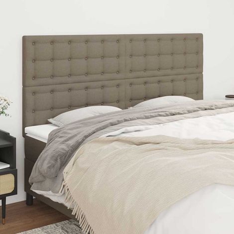 Tête de lit réglable 160 cm en tissu taupe avec pieds en bois – 160 x 5 x 118/128 cm - PANGIVO (1/5)