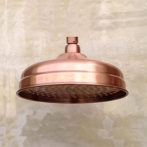 Pommeau de douche cuivre rouge antique – Ø 20 cm – Pluie haute pression – Effet cascade – Plafond ou bras (1/5)