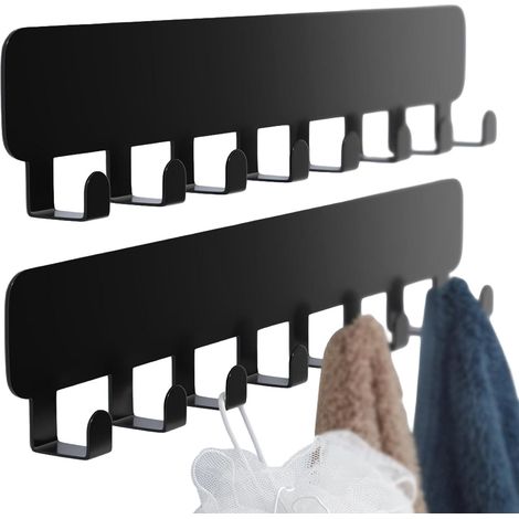 Crochets à clés muraux, porte-clés adhésif sans perçage à coller au mur, Noir 2 Pack (1/5)