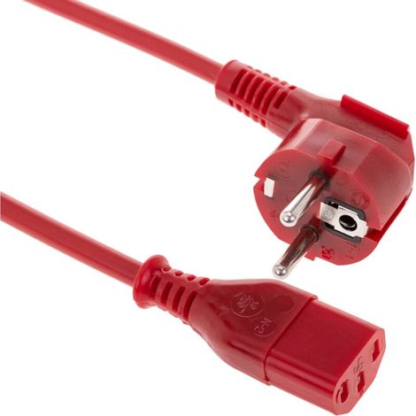 Câble d'alimentation électrique 3x0,75 IEC60320 C13 vers Schuko mâle coudé rouge 1,8m (1/5)
