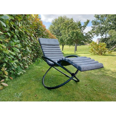 Chalet & Jardin – Transat bain de soleil swing luxe Monaco – Aluminium gris anthracite – Matelas amovible avec repose-tête – Résistant aux intempéries (1/10)