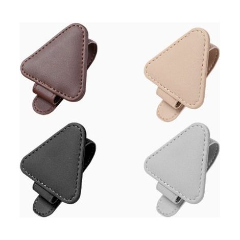 Set di 4 portaocchiali magnetici per auto in similpelle，disponibili in 4 colori，con clip universale antigraffio per occhiali da sole e carte (1/5)