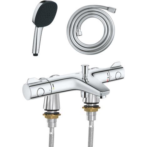 Mitigeur baignoire thermostatique GROHE Grohtherm 800 avec colonnettes Idro'Flex + Douchette 2 jets Comfort + Flexible (1/4)