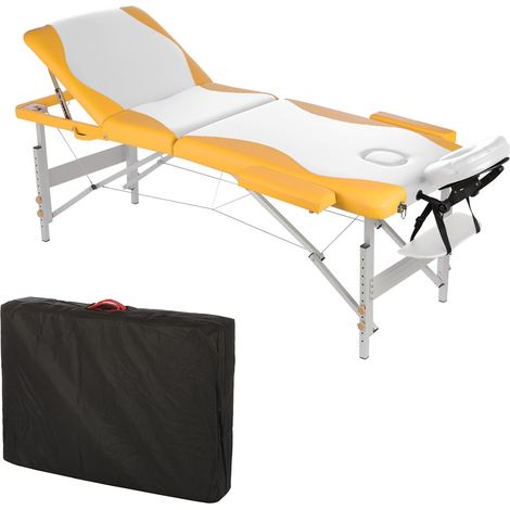 Tumbona de masaje mesa de masaje banco de masaje aluminio 2 colores blanco/amarillo 3 zonas banco cosmético camilla de belleza m01 (1/5)