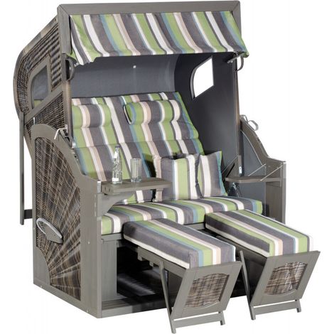 Strandkorb Rustikal 405 Z XL Comf., PE-KS Pinie grau las.