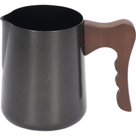 Verseuse à café 600 ml en acier inoxydable, bec verseur aigle, poignée en hêtre marron, tasse à mousser (1/5)