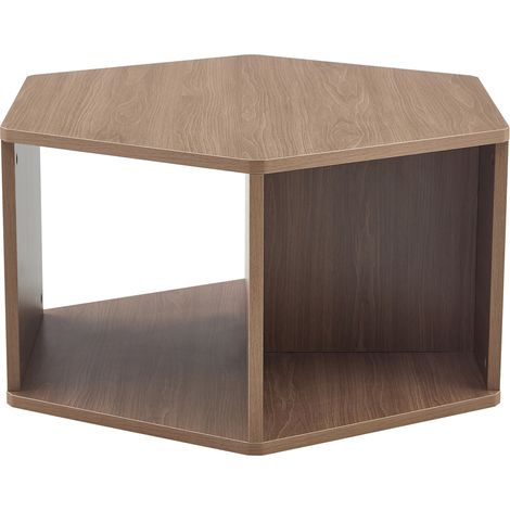 Multifunktionaler hexagonaler Couchtisch 79 x 69,4 x 40 cm aus MDF, braun in Walnussoptik (1/5)