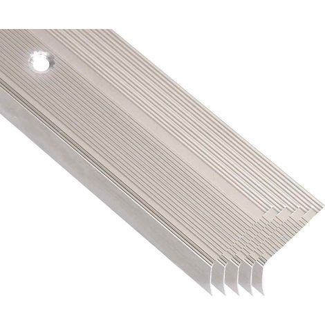 5 nez de marche en L en aluminium 100 x 3,5 x 3 cm, insert antidérapant champagne - PANGIVO (1/5)