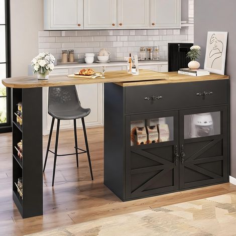 Buffet coloris noir en MDF 80,3 x 15,3 x 40,9 cm (1/5)