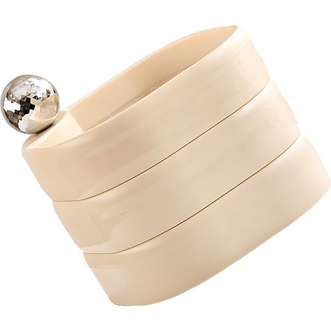 Boîte à bijoux rotative multicouche en plastique anti-oxydation, délicate et rotative, pour bracelets et boucles d'oreilles, couleur crème.