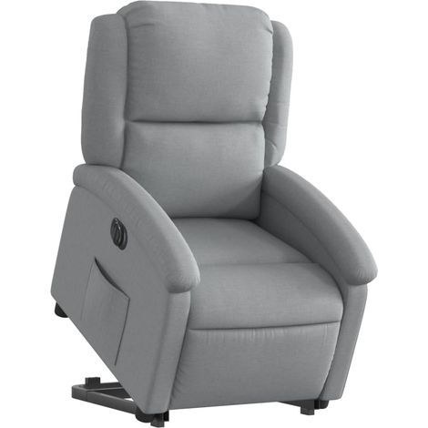Sillón relax TV muy cómodo con función de elevación eléctrica en tela gris claro DEC028302 (1/5)