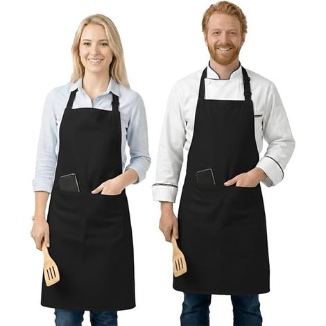 Grembiuli unisex regolabili per uomo e donna – grembiuli da chef con 2 tasche (confezione da 2) (1/4)
