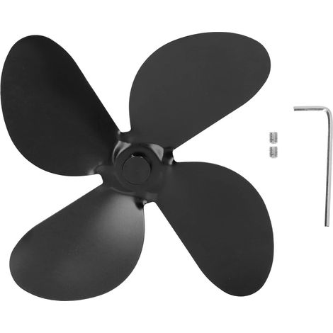 Lame de Rechange pour Ventilateur de Cheminée, PièCe de Rechange 4 pour Ventilateur de Cheminée à Chaleur, Accessoires de Ventilateur de Poêle à Bois (Le noir) (1/5)