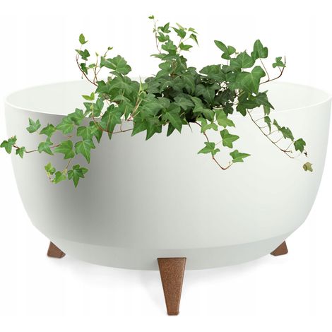 KADAX Macetero Macetero 47 cm Tapa + Pies de inserción Soporte para Flores Blanco (1/5)