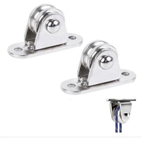 Lot de 2 poulies de renvoi pour cordes, poulies de déviation, poulie avec roulement duplex, poulie avec roulements à billes (1/5)