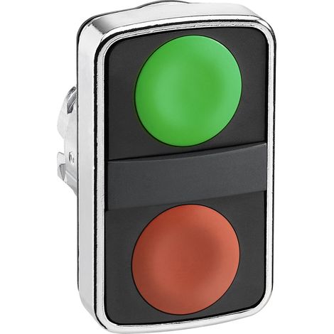 Harmony tête bt-pous double touche Ø22 vert + rouge non marqué IP66, IP69 K - ZB4BA7340