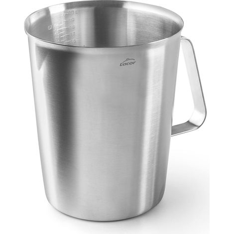 Lacor - 62742 - Caraffa graduata, misurino, misuratore dei liquidi, acciaio inox, senza BPA, 15 cm, 2 l (1/4)