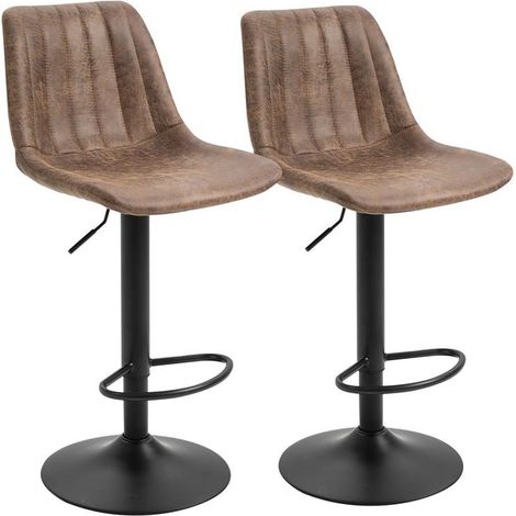 SET 2 SGABELLI DA BAR IN STILE INDUSTRIALE CON ALTEZZA REGOLABILE IN MICROFIBRA (1/5)