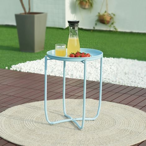 Tavolino Sandefjord con Vassoio Rotondo Rimovibile - Azzurro [en.casa]