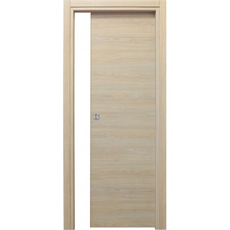Capaldo – Porte coulissante en chêne blanc 210 x 70 cm – Anta tamburata avec renforts en massif – MDF nobilité microlaminé – Épaisseur 40 mm