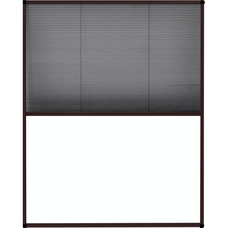 Moustiquaire plissée pour fenêtre protection insectes cadre aluminium marron 80 x 100 cm (1/5)