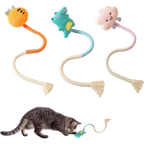 3 pcs Jouet Chat, Jouet de Dentition Chaton,Menthe pour Les Animaux D'Intérieur Qui S'Ennuient,Poupées À Mâcher Qui Nettoient Les Dents en Toute Sécurité (1/5)