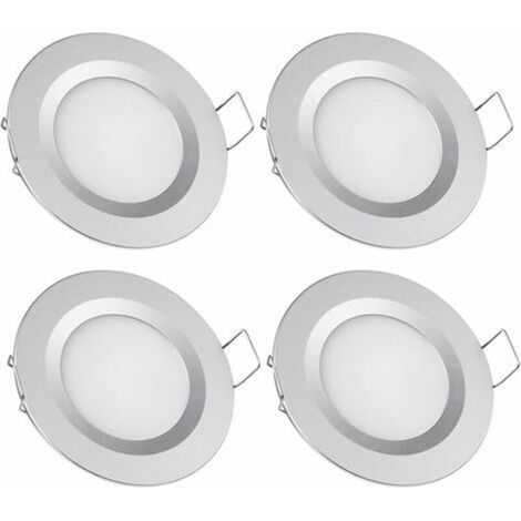 Set of 4 recessed LED spotlights 12V – Hole 58-65mm – 3W 6400K cool white – Ultra thin aluminum for motorhome and boat (1/5)
