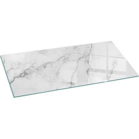 Funkenschutzplatte für Kamin Dekorative Glas Glasbodenplatte Glasboden Hartglas Marmormuster mit Adern 125x50 cm