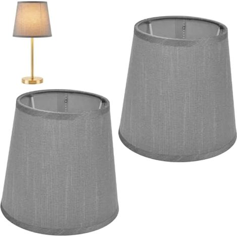 Ensemble de 2 abat-jour, abat-jour en tissu 4,4 x 6 x 5,5 pouces, couvercle de lampe de table, accessoire de lampe de couleur unie pour ampoule E14 (gris) (1/5)