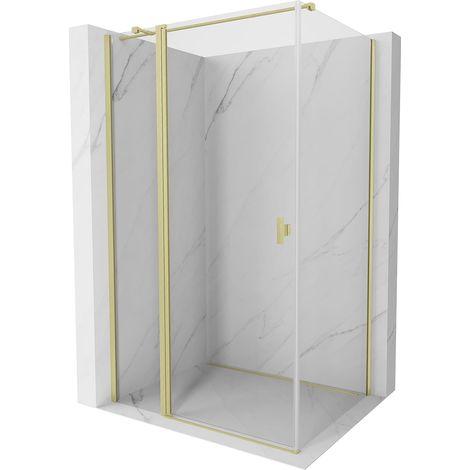 Mexen Mist T Duschkabine schwenkbar 95 x 80 cm, transparent, gebürstet gold - 8A4T-095-080-55-00 (1/5)