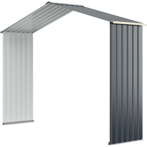 Kit d'extension gris pour abri de jardin en acier peint avec espace de 4,9 m et montage facile pour jardin, ferme et cour (1/5)