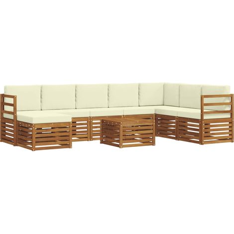 Outdoor Sofa Set 9 pcs Natural and Cream Solid Acacia Wood vidaXL (1/5)