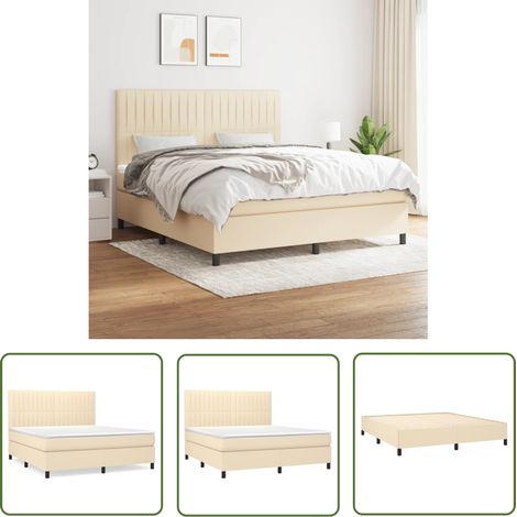 The Living Store Boxspringbett mit Matratze Creme 180x200 cm Stoff - Boxspringbett - Doppelbett - Cremefarbenes Bett - Bettrahmen - Matratze (1/5)