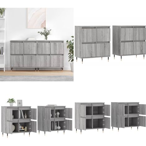 Aparadores 2 piezas madera contrachapada gris Sonoma - Aparadores de madera contrachapada - Aparadores para casa