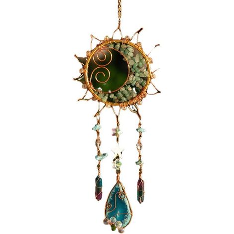 Kristall-Sonnenfänger, Wanddekoration mit Mond und Sonne, Boho-Chic-Dekoration für ein süßes Schlafzimmer, Halbmond