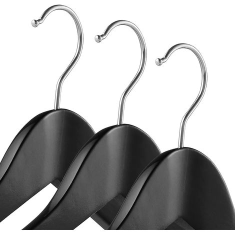 Cintre en bois à épaules larges, barre de verrouillage, cintre en bois lisse pour costumes au style rétro, cintre de penderie, crochet rotatif à 360°, pour vestes et robes lourdes (1/2)