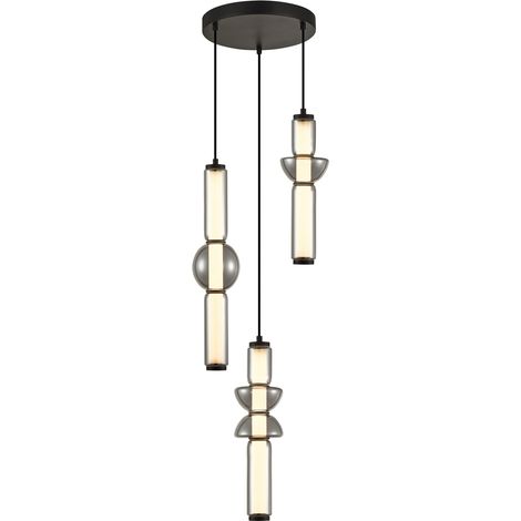 Lampada a sospensione LED tripla Bruni Italux nera 57W (1/2)