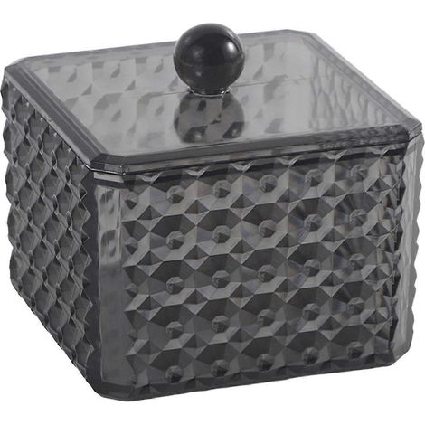Boîte de rangement pour cotons démaquillants, étui à cotons transparents, accessoire pour coiffeuse et salle de bain.-9.7cmx9.7cmx9.5cm (1/5)