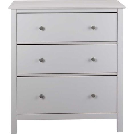 Commode 3 tiroirs 84,8x39,5x96 cm en pin blanc - CHILOM (1/3)