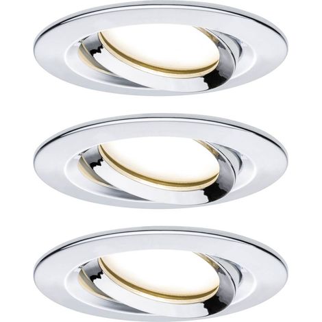 Paulmann Coin schwenkbar dimmbar 93684 Lampada da incasso LED Nova Plus set da 3 tonda orientabile 3x6,8W IP65 dimmerabile cromo opaco spot alluminio 2700K 20.4 W, 3 pezzi (1/5)