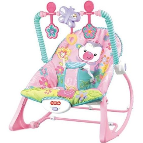 (rose ii)Transat bébé Electrique Vibrant et Musical Rose + 3 Jouets Pour les bébés 0-3 ans (1/4)
