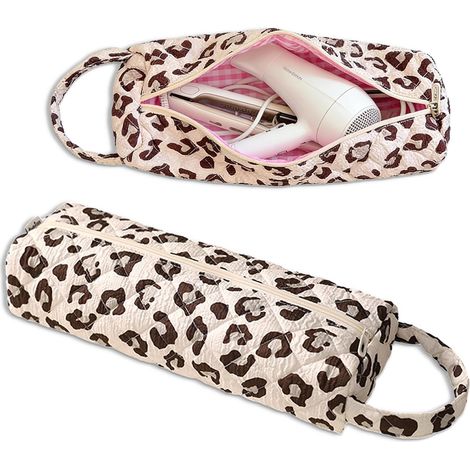 Aufbewahrungstasche für Haartrockner – 1 Stück – Polyester mit Leopardenmuster – Schutz und einfacher Transport – Für Reisen und Zuhause – 36 x 12,5 x 8 cm (1/5)