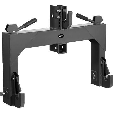 VEVOR Attelage Rapide 3 Points avec Recepteur 5 cm, Capacite de Levage 1360 kg, Boulon Reglable 5 Niveaux, Attelage de Remorque Adapte aux Tracteurs de Categorie 1 et 2, pour Travaux Agricoles, Noir