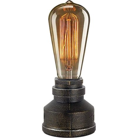 Vintage American Village Style Bureau Lampe de Table Créative En Alliage de métal Tuyau D'eau De Table Veilleuses, Lampes De Bureau De Chevet, Industrielle Steampunk Rétro Base E27 Luminaire (1/5)