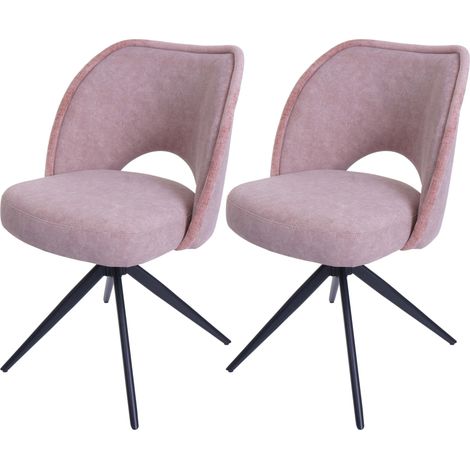Set 2 sedie sala pranzo cucina HHG-597, girevole posizionamento automatico, stoffa/tessuto (420g/m²), rosa