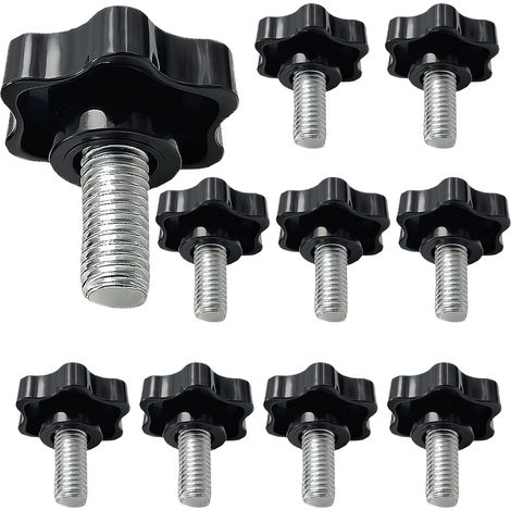 M8 x 30 mm Flügelschrauben – 10er-Pack – Stahl und ABS – Werkzeuglose manuelle Befestigung – Industrie und Heimwerkerbedarf – Schwarz und Silber (1/5)